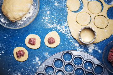 Pelmeni. Cooking process.