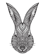 Obraz premium Hand drawn graphic ornate head of rabbit