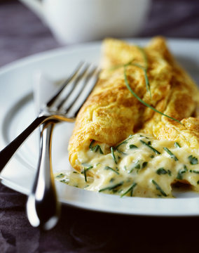 Chive omelette on plate