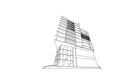 building structure abstract, 3d illustration
