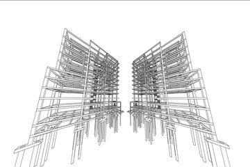 building structure abstract, 3d illustration