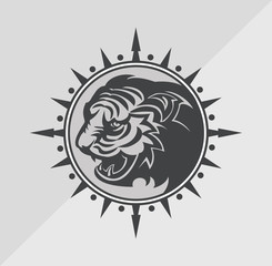 Head tiger with vintage ribbon.