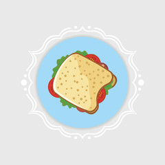 Vector sandwich icon in vintage frame.