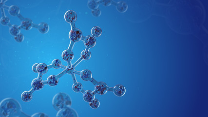 3D rendering medical background with molecules. Background for text.