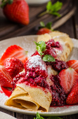 Pancakes with strawberries