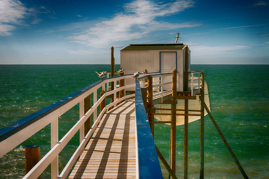 traditional fisherman's hut in the south west of France, royan