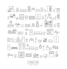 Furniture flat icons grey
