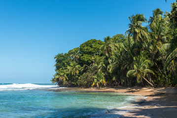 Paradise wild beach of Manzanillo Park in Costa Rica