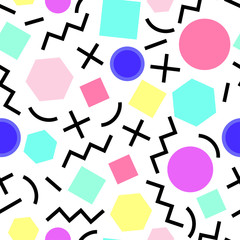 Vector seamless geometric pattern. Memphis Style. Abstract 80s.