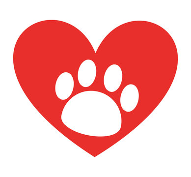 animal footprint in heart  isolated icon design