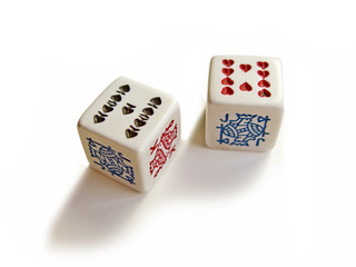   Two poker dice isolated in white