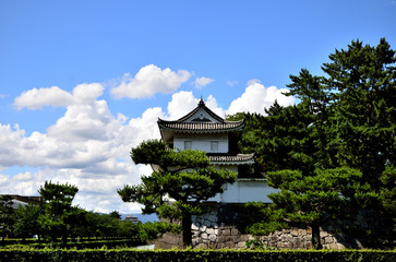 Nijo Castle under summer sky, Kyoto Japan.