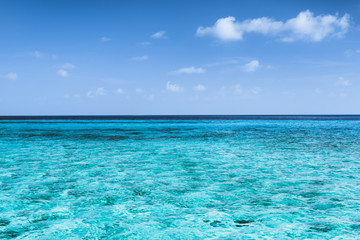 Panorama of tropical lagoon on the island in Indian Ocean.