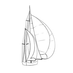 Naklejki  Contour of sailboats isolated on white.