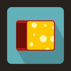 Cheese icon in flat style on a light blue background