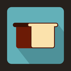 White bread icon in flat style on a light blue background