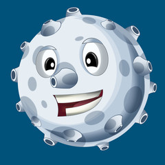 Cartoon happy moon or meteorite - isolated - illustration for children