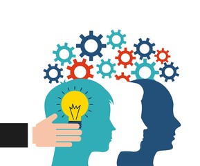 Creativity icon and human head design. Vector graphic