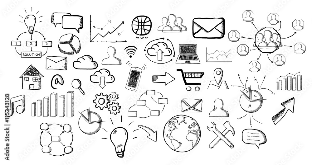 Canvas Prints hand drawn web icons set