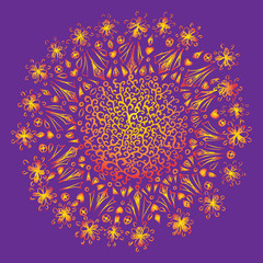 Monochrome black white mandala hand drawn doodle vector