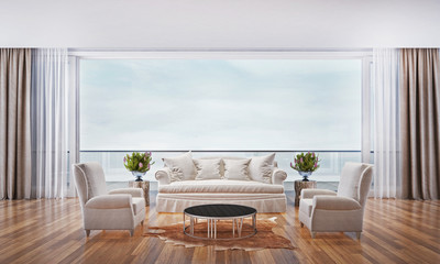 New 3D rendering sea view living space