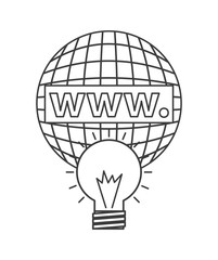 Global sphere and bulb icon. Blog concept. Vector graphic