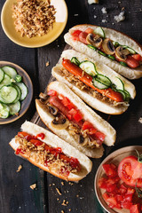 Assortment of homemade hot dogs