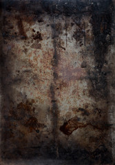 metal baking tray distressed background texture with grunge oil