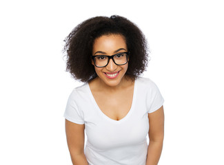 Obraz premium happy african woman or student girl in eyeglasses