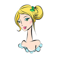 head glamorous girl cartoon