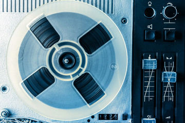 Old reel tape recorder in toning