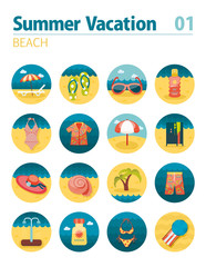 Beach icon set. Summer. Vacation