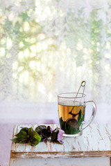Hot violet basil tea