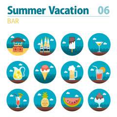 Fototapeta premium Bar beach icon set. Summer. Vacation