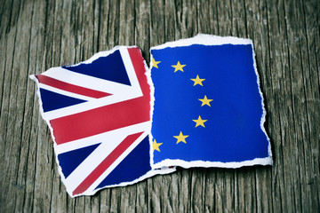 the European and the British flags