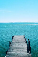 dock in the lagoon of the Albufera in Valencia, Spain