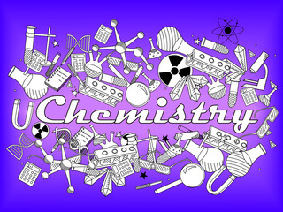 Chemistry coloring book vector illustration