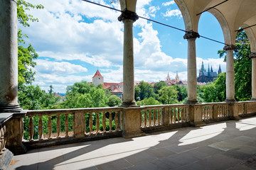 Naklejka premium Detail of Vault in Summer Residenc with St. Vitus Cathedral in P