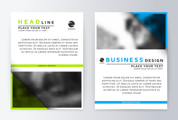 Flyer cover design green and blue. Template brochure. Flyer annual report layout. Presentation template, business flyer a4 green and blue.