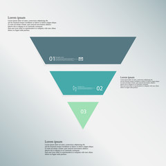 Triangle illustration template consists of three color parts on blue background