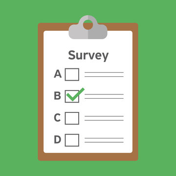 Flat icon of clipboard with survey