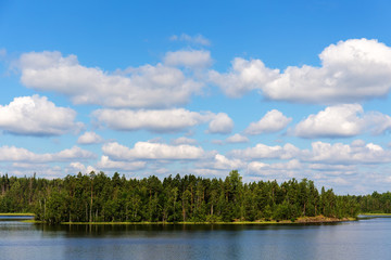 Obraz na płótnie Canvas green island on the lake