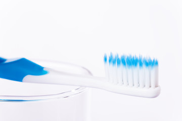 Toothbrush with blue color indicator on end of bristle's tips