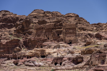 Mu'aisireh Tombs. The cave tombs  in Petra, Jordan