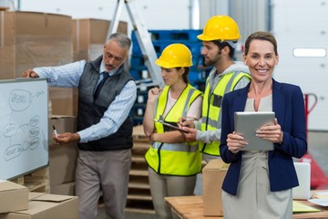 Warehouse team having a meeting