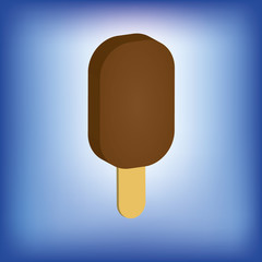 the volume of ice cream on a blue background image. side view