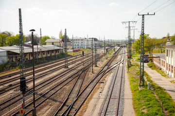Fototapeta na wymiar Eisenbahngleise am Bahnhof