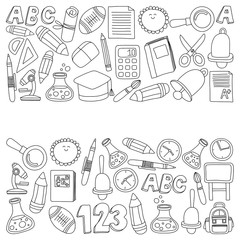 Vector doodle set of education symbols Back to school