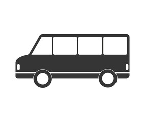 Bus icon in black and white colors, transport service theme design, vector illustration icon.
