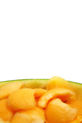 Cantaloupe health benefits isolated white background